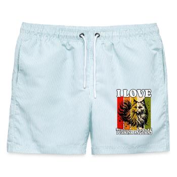 I Love Turkish Angora - Männer Badeshorts - hellblau gestreift - Vorne - AI Model Male 178 light (178cm)