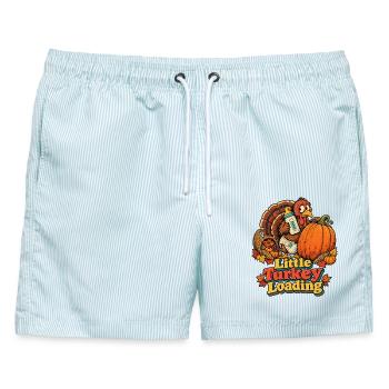 Thanksgiving-Truthahn Little Turkey Loading Baby - Männer Badeshorts - hellblau gestreift - Vorne - AI Model Male 178 light (178cm)