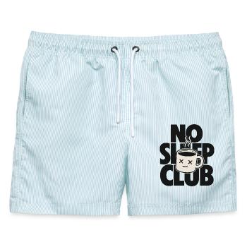 No Sleep Club – Müde Kaffeetasse - Männer Badeshorts - hellblau gestreift - Vorne - AI Model Male 178 light (178cm)
