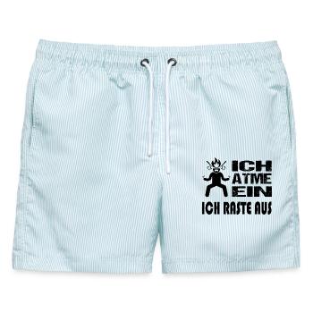 Einatmen Ausrasten Explodieren Colerisch Sprüche - Männer Badeshorts - hellblau gestreift - Vorne - AI Model Male 178 light (178cm)
