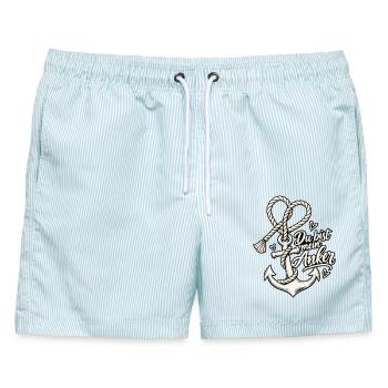 Valentinstag Du bist mein Anker Paare Beziehung  - Männer Badeshorts - hellblau gestreift - Vorne - AI Model Male 178 light (178cm)