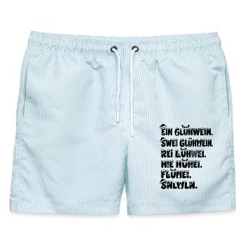 Lustiges Geschenk Glühwein Weihnachten Besoffen - Männer Badeshorts - hellblau gestreift - Vorne - AI Model Male 178 light (178cm)