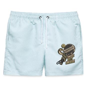 Schlangen-Set Smash-Pickleball - Männer Badeshorts - hellblau gestreift - Vorne - AI Model Male 178 light (178cm)