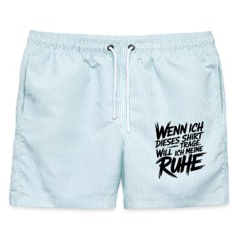 Ruhemodus - Männer Badeshorts - hellblau gestreift - Vorne - AI Model Male 178 light (178cm)