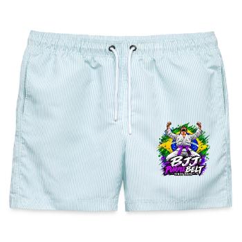 BJJ Lila Gürtel seit 2026 - Männer Badeshorts - hellblau gestreift - Vorne - AI Model Male 178 light (178cm)