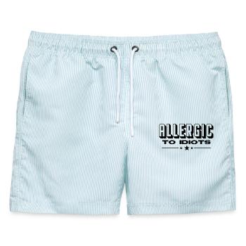 ALLERGIC TO IDIOTS Frauen und Männer T-Shirts - Männer Badeshorts - hellblau gestreift - Vorne - AI Model Male 178 light (178cm)