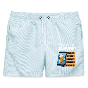 5G Zukunft Bierstatus - Männer Badeshorts - hellblau gestreift - Vorne - AI Model Male 178 light (178cm)