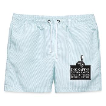 Zapfer Schild: Tapfer Trinken Flink - Männer Badeshorts - hellblau gestreift - Vorne - AI Model Male 178 light (178cm)