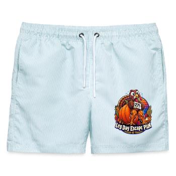Thanksgiving-Truthahn Leg Day Escape Plan - Männer Badeshorts - hellblau gestreift - Vorne - AI Model Male 178 light (178cm)