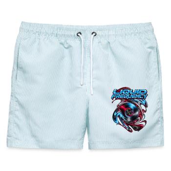 Flüssigfrequenz-Flüssigvinyl - Männer Badeshorts - hellblau gestreift - Vorne - AI Model Male 178 light (178cm)