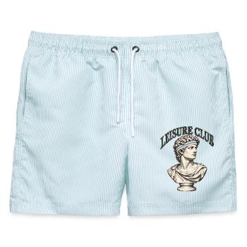 Leisure Club klassische Büstengrafik - Männer Badeshorts - hellblau gestreift - Vorne - AI Model Male 178 light (178cm)