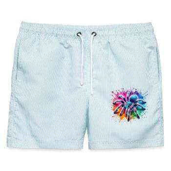 Gooty Saphir Tarantel Motiv - Männer Badeshorts - hellblau gestreift - Vorne - AI Model Male 178 light (178cm)