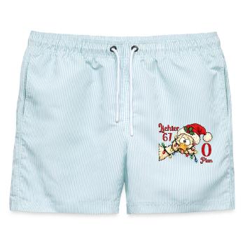 67 Lichter, 0 Plan - Chaos Lustig Xmas - Männer Badeshorts - hellblau gestreift - Vorne - AI Model Male 178 light (178cm)