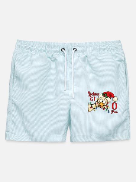 67 Lichter, 0 Plan - Chaos Lustig Xmas - Männer Badeshorts - hellblau gestreift