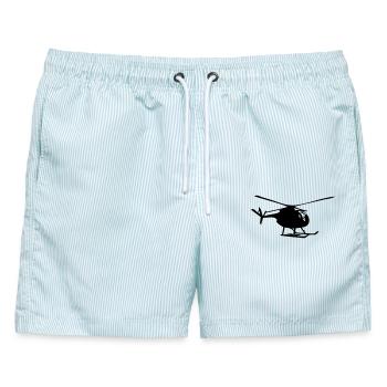 Hubschrauber - Männer Badeshorts - hellblau gestreift - Vorne - AI Model Male 178 light (178cm)