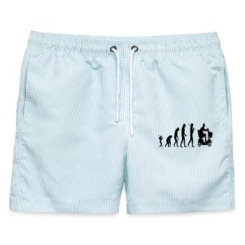 Die Entwicklung des Mobilitätsrollers für Menschen mit Behinderungen # - Männer Badeshorts - hellblau gestreift - Vorne - AI Model Male 178 light (178cm)