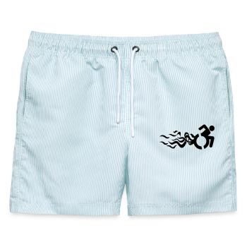 Flammendes Rollstuhlsymbol * - Männer Badeshorts - hellblau gestreift - Vorne - AI Model Male 178 light (178cm)