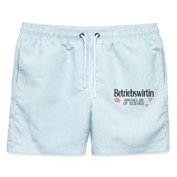 Studium Bachelor Betriebswirtin - Männer Badeshorts - hellblau gestreift - Vorne - AI Model Male 178 light (178cm)