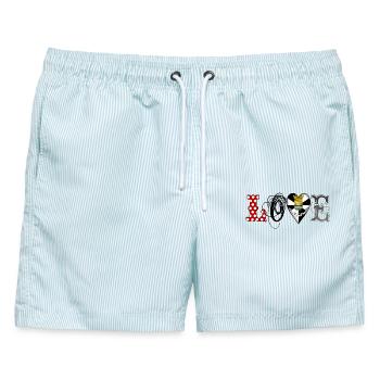 love lisboa black - Männer Badeshorts - hellblau gestreift - Vorne - AI Model Male 178 light (178cm)
