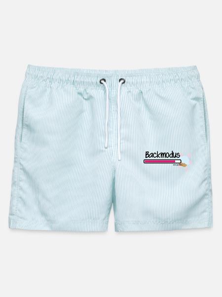 Im Backmodus - Männer Badeshorts - hellblau gestreift