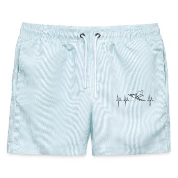 Ski Alpin Grand Slalom Elektrokardiogramm EKG Ski - Männer Badeshorts - hellblau gestreift - Vorne - AI Model Male 178 light (178cm)