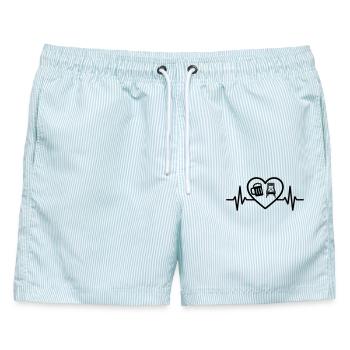 Herz Bier Flipper Humor - Männer Badeshorts - hellblau gestreift - Vorne - AI Model Male 178 light (178cm)