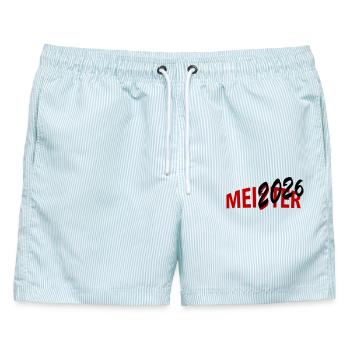 Meister 2026 Meisterschaft - Männer Badeshorts - hellblau gestreift - Vorne - AI Model Male 178 light (178cm)