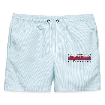 Genuine Spiritual Background - Männer Badeshorts - hellblau gestreift - Vorne - AI Model Male 178 light (178cm)