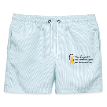 Wenn Du Glaubst, Dass Nichts Mehr Geht, Bier POS2C - Männer Badeshorts - hellblau gestreift - Vorne - AI Model Male 178 light (178cm)