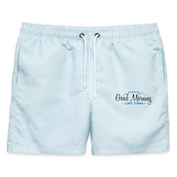 Good Morning Cape Town – Original - Männer Badeshorts - hellblau gestreift - Vorne - AI Model Male 178 light (178cm)