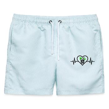 Mojito Herz Aperitif Cocktail - Männer Badeshorts - hellblau gestreift - Vorne - AI Model Male 178 light (178cm)