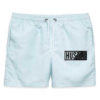 Hustle - Männer Badeshorts - hellblau gestreift - Vorne - AI Model Male 178 light (178cm)