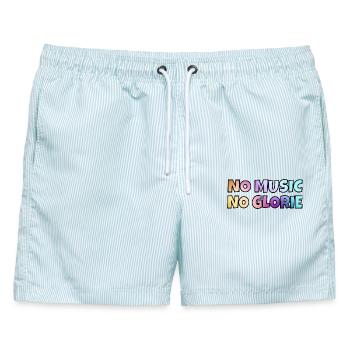 Keine Musik, kein Ruhm. Für Musikliebhaber * - Männer Badeshorts - hellblau gestreift - Vorne - AI Model Male 178 light (178cm)