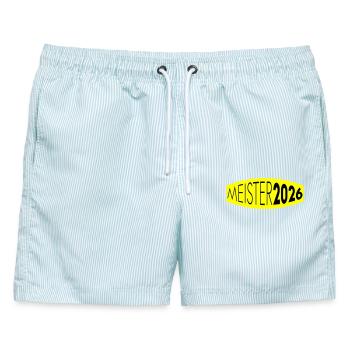 Meister 2026 Meisterschaft - Männer Badeshorts - hellblau gestreift - Vorne - AI Model Male 178 light (178cm)