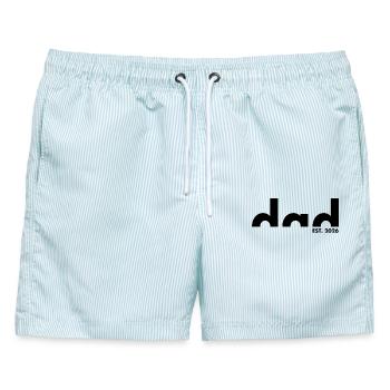 Dad Est. 2026 | Vater | Vatertag - Männer Badeshorts - hellblau gestreift - Vorne - AI Model Male 178 light (178cm)