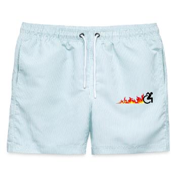 Schneller Rollstuhlfahrer. Schneller Rollstuhlfahrer * - Männer Badeshorts - hellblau gestreift - Vorne - AI Model Male 178 light (178cm)