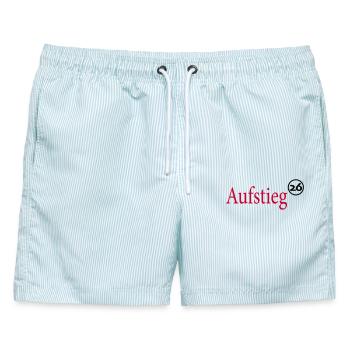 Aufsteiger 2026 Aufstieg - Männer Badeshorts - hellblau gestreift - Vorne - AI Model Male 178 light (178cm)