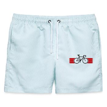 Fahrrad fahren Bike Fahrradfahrer Fahrradfahrerin - Männer Badeshorts - hellblau gestreift - Vorne - AI Model Male 178 light (178cm)