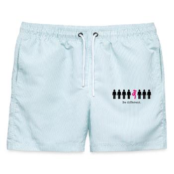 Sei anders – sei du selbst (Humor) - Männer Badeshorts - hellblau gestreift - Vorne - AI Model Male 178 light (178cm)