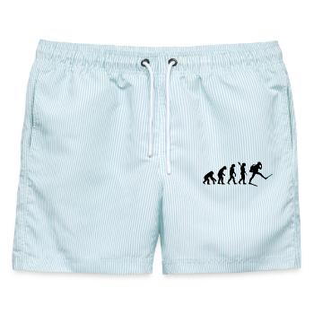 Scuba Diver Lustige menschliche Evolution - Männer Badeshorts - hellblau gestreift - Vorne - AI Model Male 178 light (178cm)