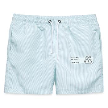 zwillinge opa geschenk bub twin boys - Männer Badeshorts - hellblau gestreift - Vorne - AI Model Male 178 light (178cm)