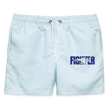 Fighter A-7 Corsair ll - Männer Badeshorts - hellblau gestreift - Vorne - AI Model Male 178 light (178cm)