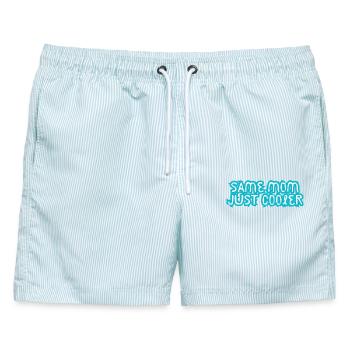 Same Mom Just Cooler - Männer Badeshorts - hellblau gestreift - Vorne - AI Model Male 178 light (178cm)