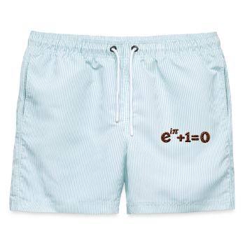 Die Identität von Euler Café Mathematik Wissenschaftlicher Humor - Männer Badeshorts - hellblau gestreift - Vorne - AI Model Male 178 light (178cm)