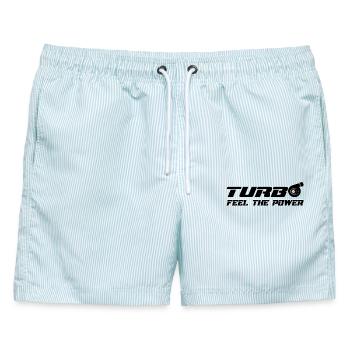 Turbo - Männer Badeshorts - hellblau gestreift - Vorne - AI Model Male 178 light (178cm)