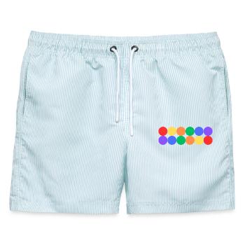 Rainbow Pride - Männer Badeshorts - hellblau gestreift - Vorne - AI Model Male 178 light (178cm)