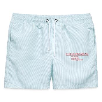 Steuererklärung Verdrängt Lustiger Spruch Humor - Männer Badeshorts - hellblau gestreift - Vorne - AI Model Male 178 light (178cm)