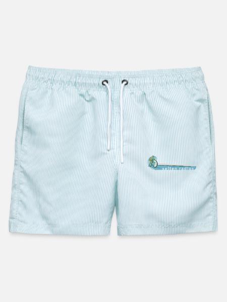 Selten radlos – Rennrad Wortspiel Spruch Geschenk - Männer Badeshorts - hellblau gestreift