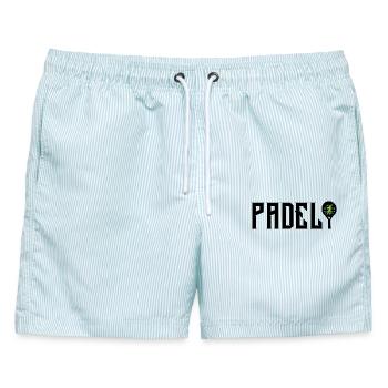 Padel - Männer Badeshorts - hellblau gestreift - Vorne - AI Model Male 178 light (178cm)