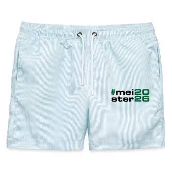 Meister 2026 Meisterschaft - Männer Badeshorts - hellblau gestreift - Vorne - AI Model Male 178 light (178cm)